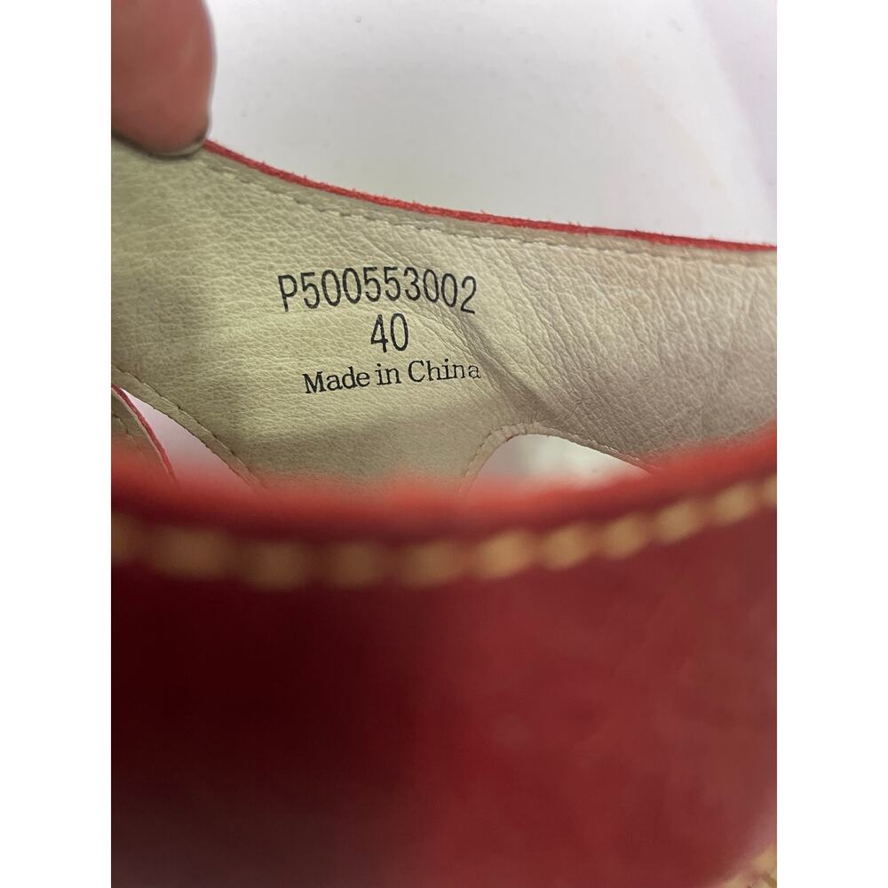 EUC - Fly London Yown Deep Red Leather Wedge Sandals - Picture 6 of 7